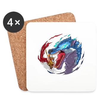 Viking Fenrir Dieu loups combat mythologique nordique - Dessous de verre (lot de 4) - blanc - Devant
