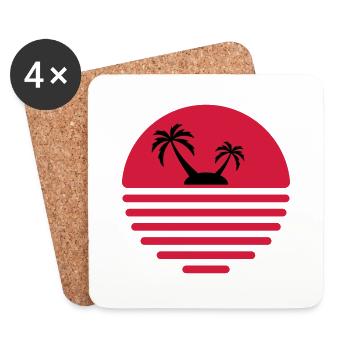 81 Sonne Insel Meer Palmen - Untersetzer (4er-Set) - Weiß - Vorne