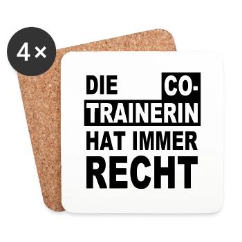 die Co-Trainerin hat immer Recht - Untersetzer (4er-Set) - Weiß - Vorne