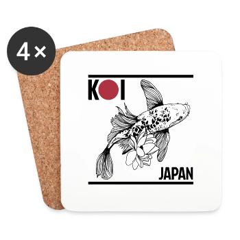 Koi Karpfen Geschenk Japan Tancho Flagge tshirt - Untersetzer (4er-Set) - Weiß - Vorne