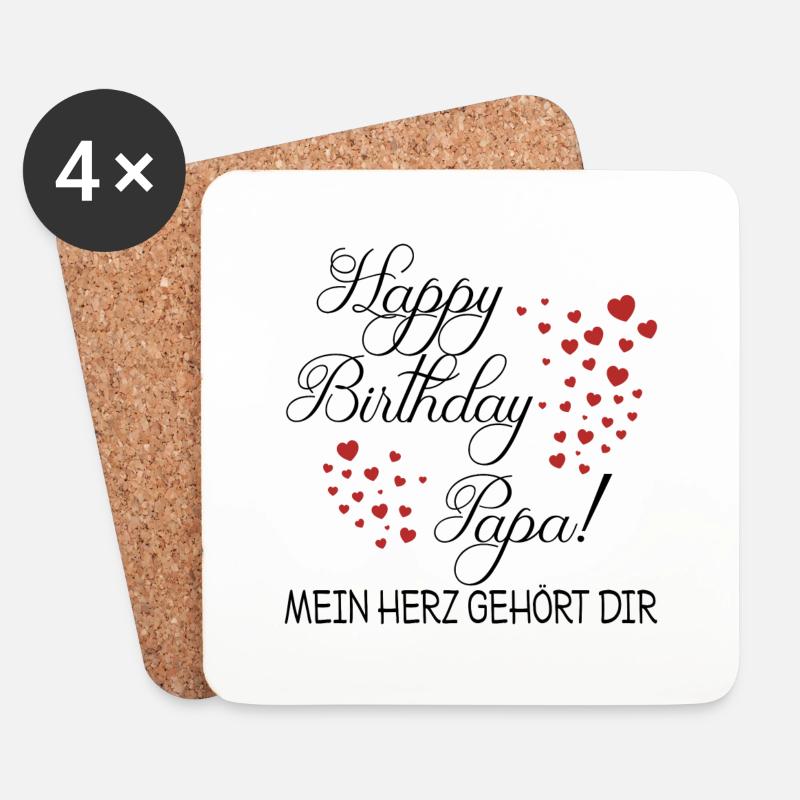 Geburtstag Papa Liebe Herz Spruch Geschenk - Untersetzer (4er-Set) - Weiß