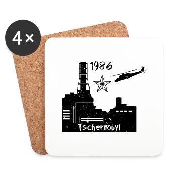 Atomkraftwerk Tschernobyl 1986 Geschenk - Untersetzer (4er-Set) - Weiß - Vorne