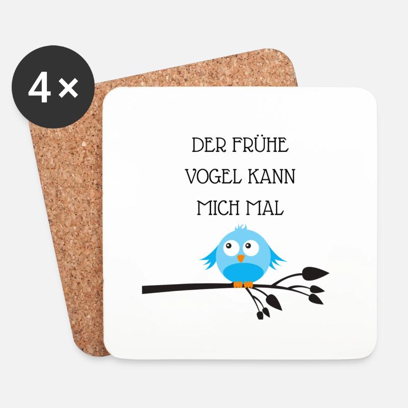 Der frühe Vogel kann mich mal - Untersetzer (4er-Set) - Weiß