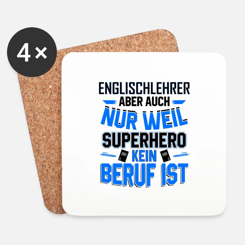 Englischlehrer Lehrer Lehrerin Englisch Geschenke - Untersetzer (4er-Set) - Weiß