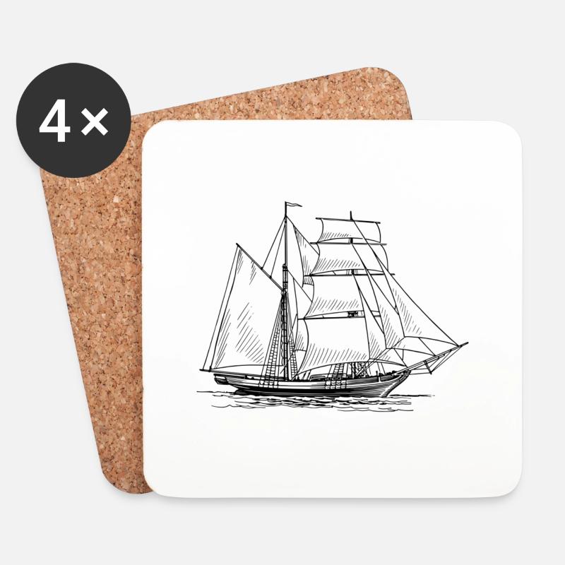 Sailing ship - Coasters (set of 4) - white