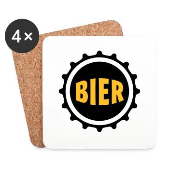 Bier Beer Bierdeckel Flaschenbier Kronkorken Durst - Untersetzer (4er-Set) - Weiß - Vorne