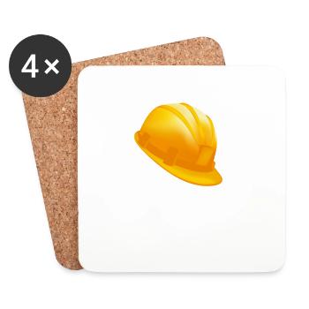 Bauherr Bauhelm - Untersetzer (4er-Set) - Weiß - Vorne