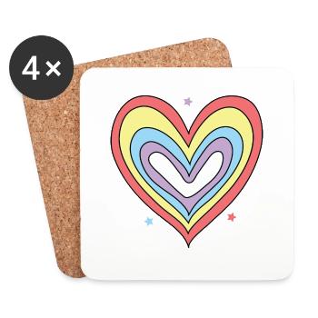RAINBOW HEART - Coasters (set of 4) - white - Front