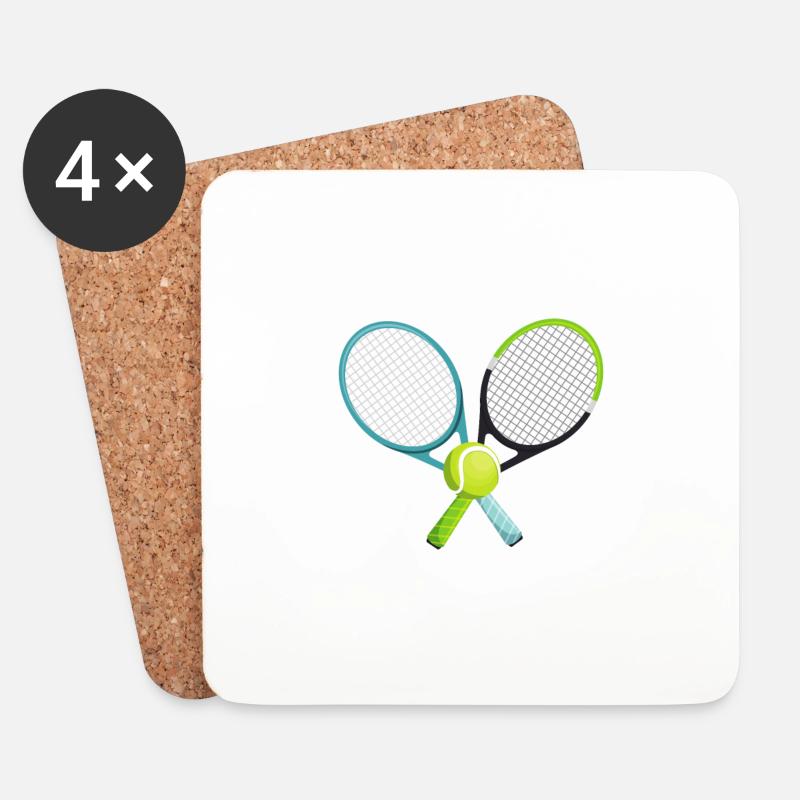 Tennisschläger kreuzend - Untersetzer (4er-Set) - Weiß