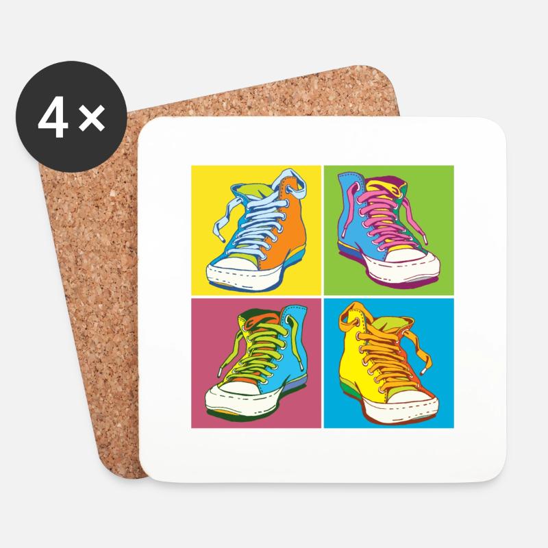 Andy Warhol Pop-Art Schuhe - Untersetzer (4er-Set) - Weiß