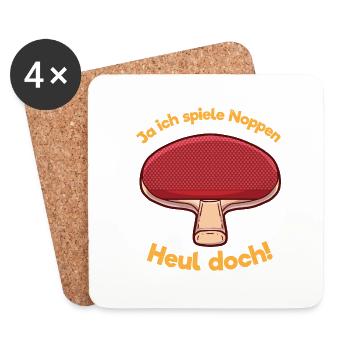 Noppe Heul doch Lustig Spruch Tischtennis Geschenk - Untersetzer (4er-Set) - Weiß - Vorne