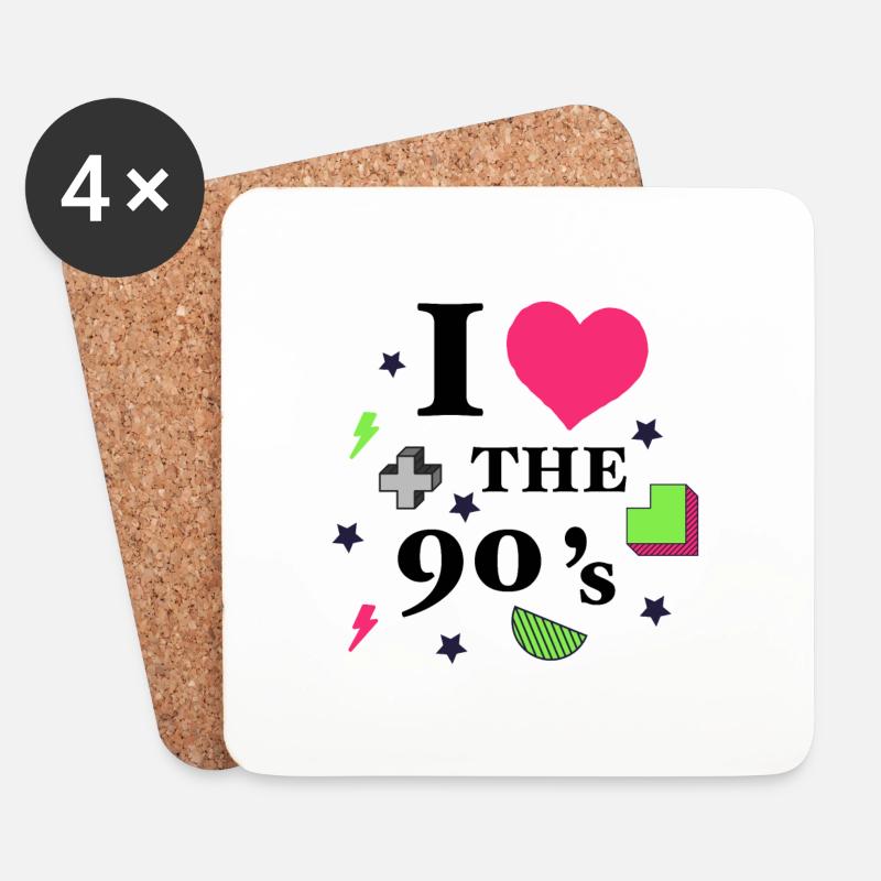 I Love the 90‘s 90er Jahre 90ger - Untersetzer (4er-Set) - Weiß
