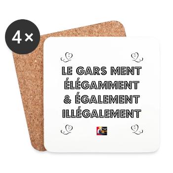 LE GARS MENT ÉLÉGAMMENT et ÉGALEMENT ILLÉGALEMENT - Dessous de verre (lot de 4) - blanc - Devant