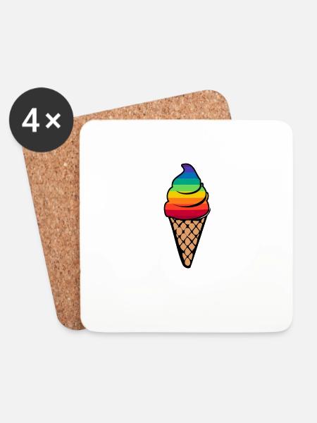 Regenbogen Eis Geschenk - Untersetzer (4er-Set) - Weiß