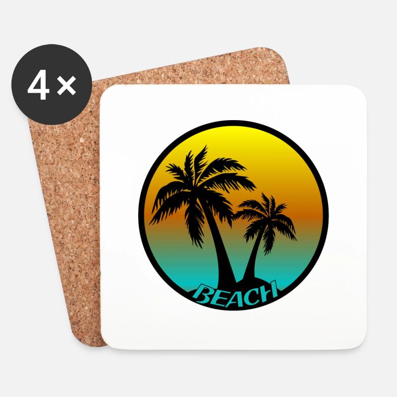 Beach Beach Beach - Untersetzer (4er-Set) - Weiß
