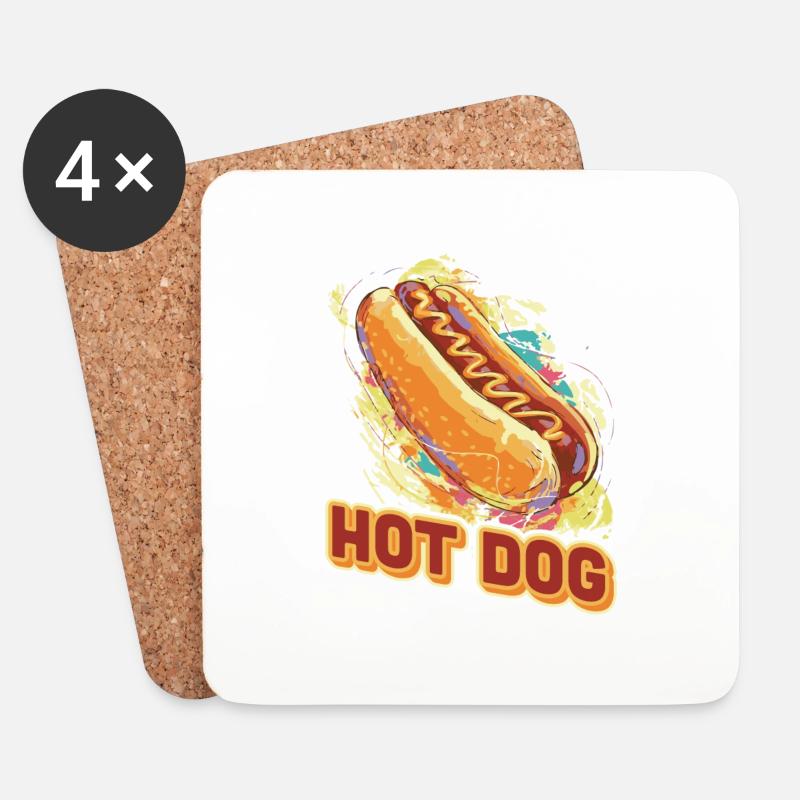 Hot dog - Untersetzer (4er-Set) - Weiß