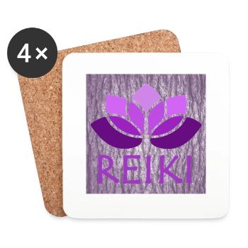 posters reiki with lotus purple - Coasters (set of 4) - white - Front