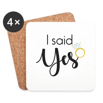 I said yes - with diamond ring - Coasters (set of 4) - white - Front