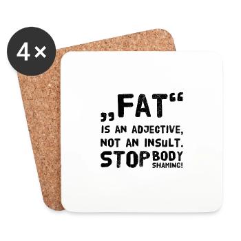 Contre Body Shaming Fat Shaming Féministe Cadeau - Dessous de verre (lot de 4) - blanc - Devant
