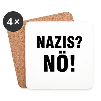Nein Zu Nazis | Antifa Gegen Rechts Geschenkidee - Untersetzer (4er-Set) - Weiß - Vorne