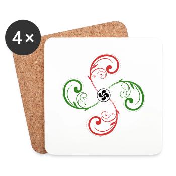 Croix Basque design - Dessous de verre (lot de 4) - blanc - Devant