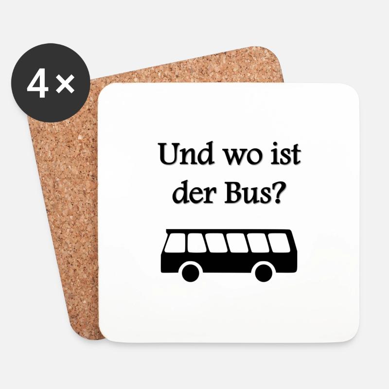 Und wo ist der Bus? - Untersetzer (4er-Set) - Weiß