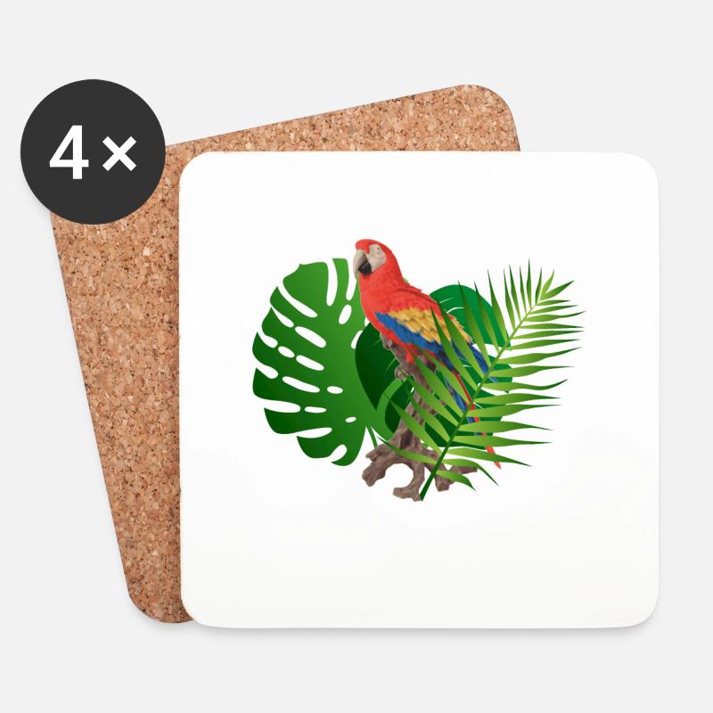 Papagei im Dschungel - Untersetzer (4er-Set) - Weiß