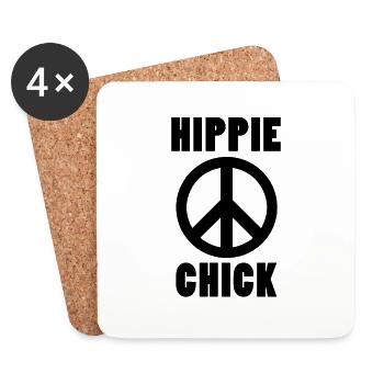 Hippie T-shirts dames | Hippies Filles Cadeaux - Dessous de verre (lot de 4) - blanc - Devant