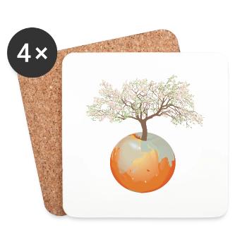 Terre - Pommier - Dessous de verre (lot de 4) - blanc - Devant