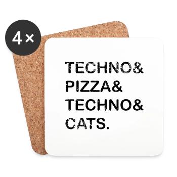 Techno Pizza Techno Cat's Gift - Coasters (set of 4) - white - Front