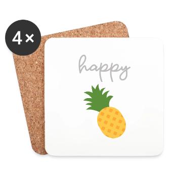 Happy pineapple - cute design - Coasters (set of 4) - white - Front