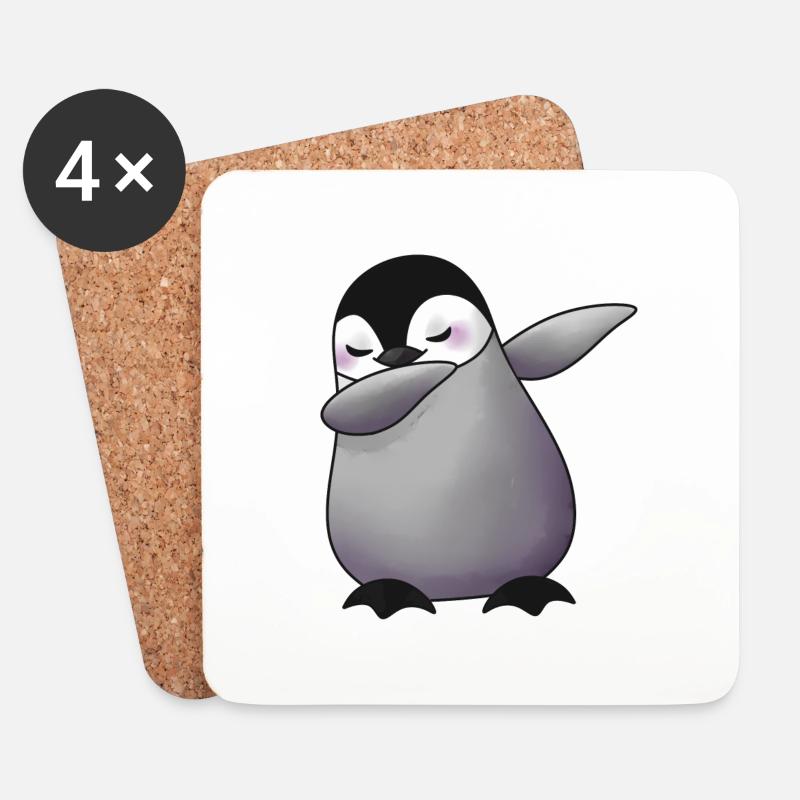 Süßer dabbing Pinguin Tier - Untersetzer (4er-Set) - Weiß