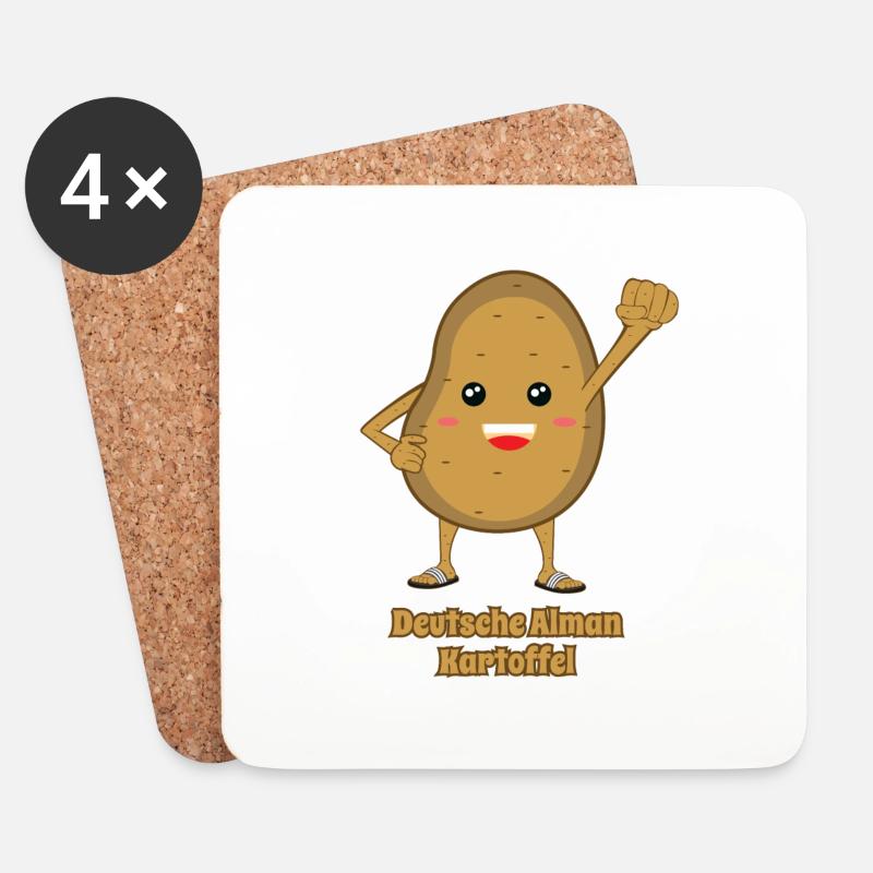 Deutsche Alman Kartoffel - Untersetzer (4er-Set) - Weiß