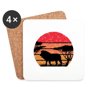 Cadeau du roi du lion de la jungle - Dessous de verre (lot de 4) - blanc - Devant