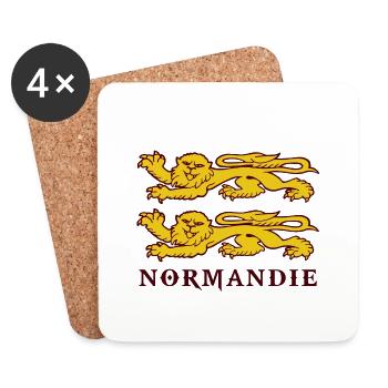 drapeau Normand blason de Normandie - Dessous de verre (lot de 4) - blanc - Devant