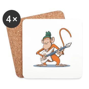 Monkey plays guitar gift - Coasters (set of 4) - white - Front