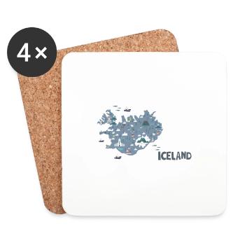 Iceland, Island Karte - Untersetzer (4er-Set) - Weiß - Vorne