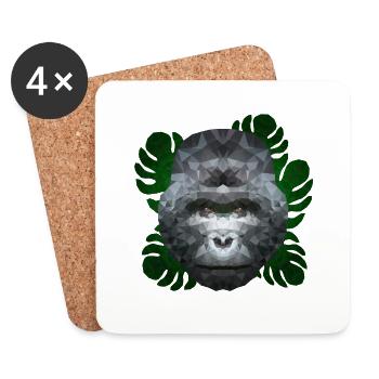 Polygon Gorilla - Untersetzer (4er-Set) - Weiß - Vorne