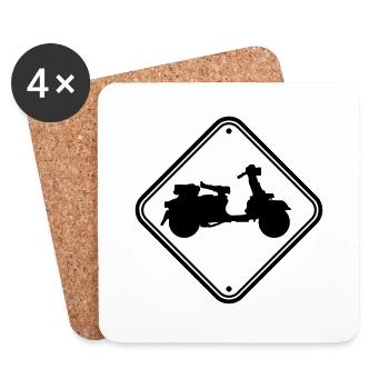 note sign scooter caution zone danger clipart - Coasters (set of 4) - white - Front