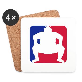 red blue cool sumoringer button logo japanese her - Coasters (set of 4) - white - Front