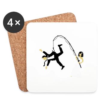 Bride Fishing A Husband (Stag Hen Party / PNG) - Coasters (set of 4) - white - Front