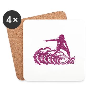Surfer Girl - Dessous de verre (lot de 4) - blanc - Devant