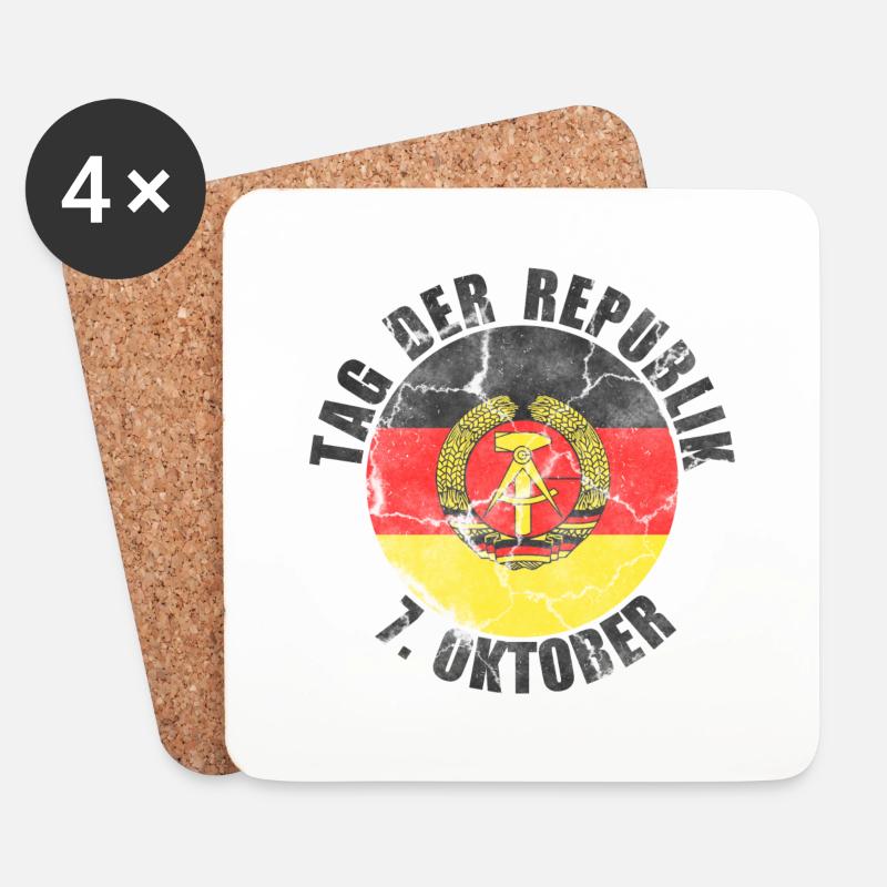 Tag der Republik 7. Oktober retro - Untersetzer (4er-Set) - Weiß