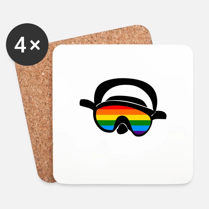 Taucherbrille Taucher Regenbogen - Untersetzer (4er-Set) - Weiß