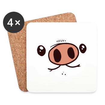 Costume de cochon - Dessous de verre (lot de 4) - blanc - Devant