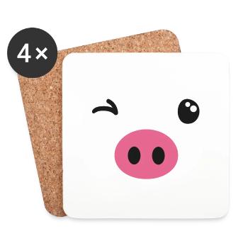 Costume de cochon - Dessous de verre (lot de 4) - blanc - Devant
