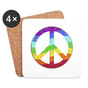 Peace-Zeichen Regenbogen Toleranz Frieden Pazifist - Untersetzer (4er-Set) - Weiß - Vorne