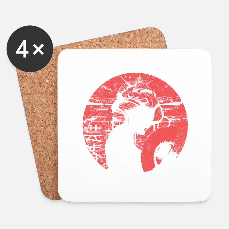 Japanische Kunst - Untersetzer (4er-Set) - Weiß