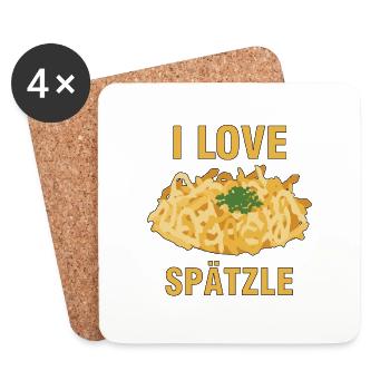 Spätzle T-Shirts | Schwaben Maultaschen Geschenke - Untersetzer (4er-Set) - Weiß - Vorne