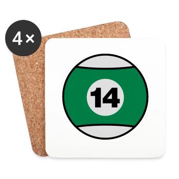 Billardkugel No 14 - grün - V3 - Untersetzer (4er-Set) - Weiß - Vorne